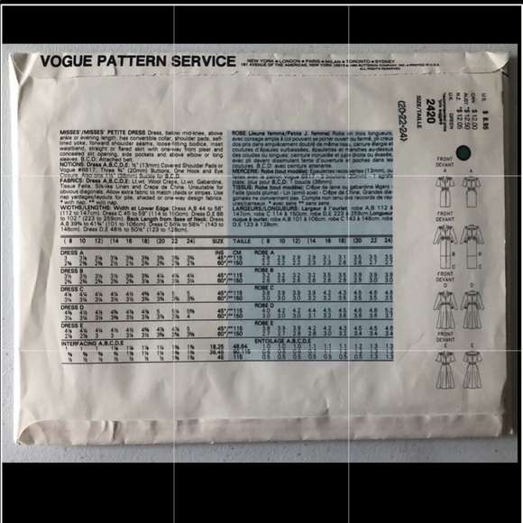 Vogue Pattern Set 2420 - Picture 2 of 2